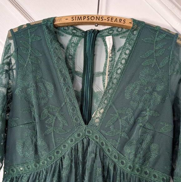 NWT - PinkBlush Forest Green Maternity/Empire Waist Lace Dress - Picture 3 of 8